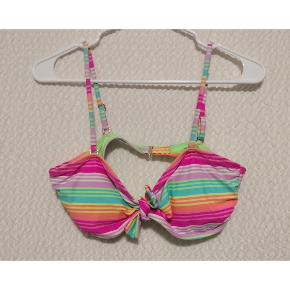No Boundaries Juniors Bikini Swim  Top Size L 11-13 Underwire Striped Tie  499